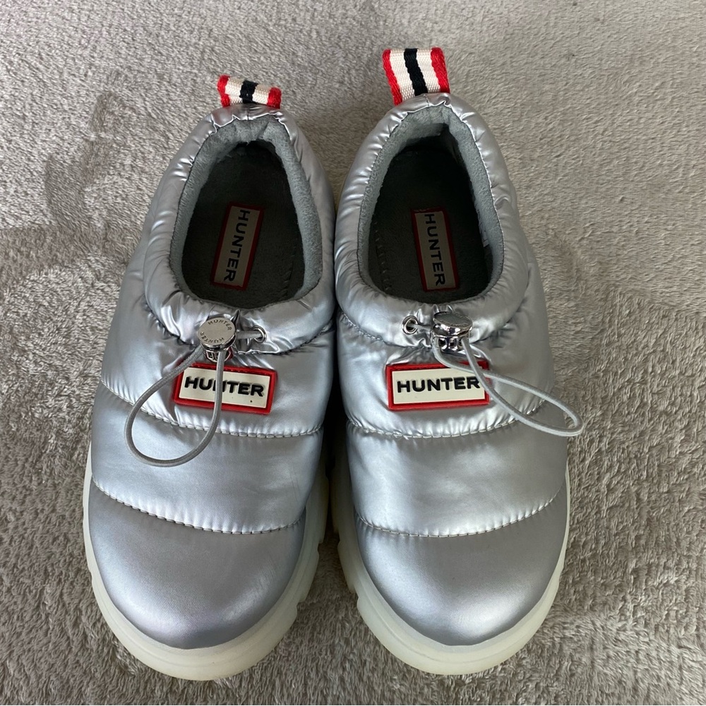 Hunter Madison Shoes Womens Size 6 Silver Puffer Clog Chunky Lug Sole - Picture 8 of 9